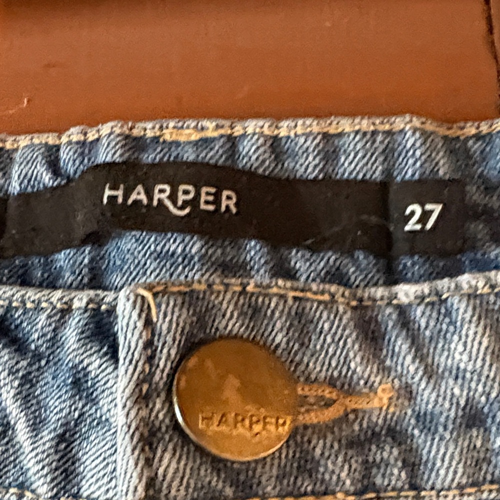 Harper Blue Jean Shorts with Cream Lace - Picture 2 of 3